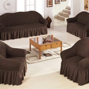 Complet Housses de Canapés Extensibles 7 Places - Marron