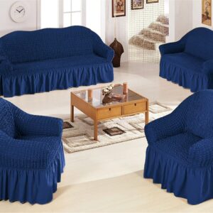 Complet Housses de Canapés Extensibles 7 Places - Bleu