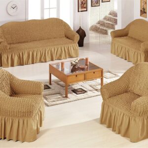 Complet Housses de Canapés Extensibles 7 Places - Beige